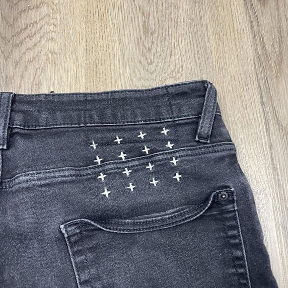 Ksubi Jeans Mens 34 Black Skinny Slim Fit Stretch Denim 5 Pocket Zip Fly Cross - Picture 9 of 12